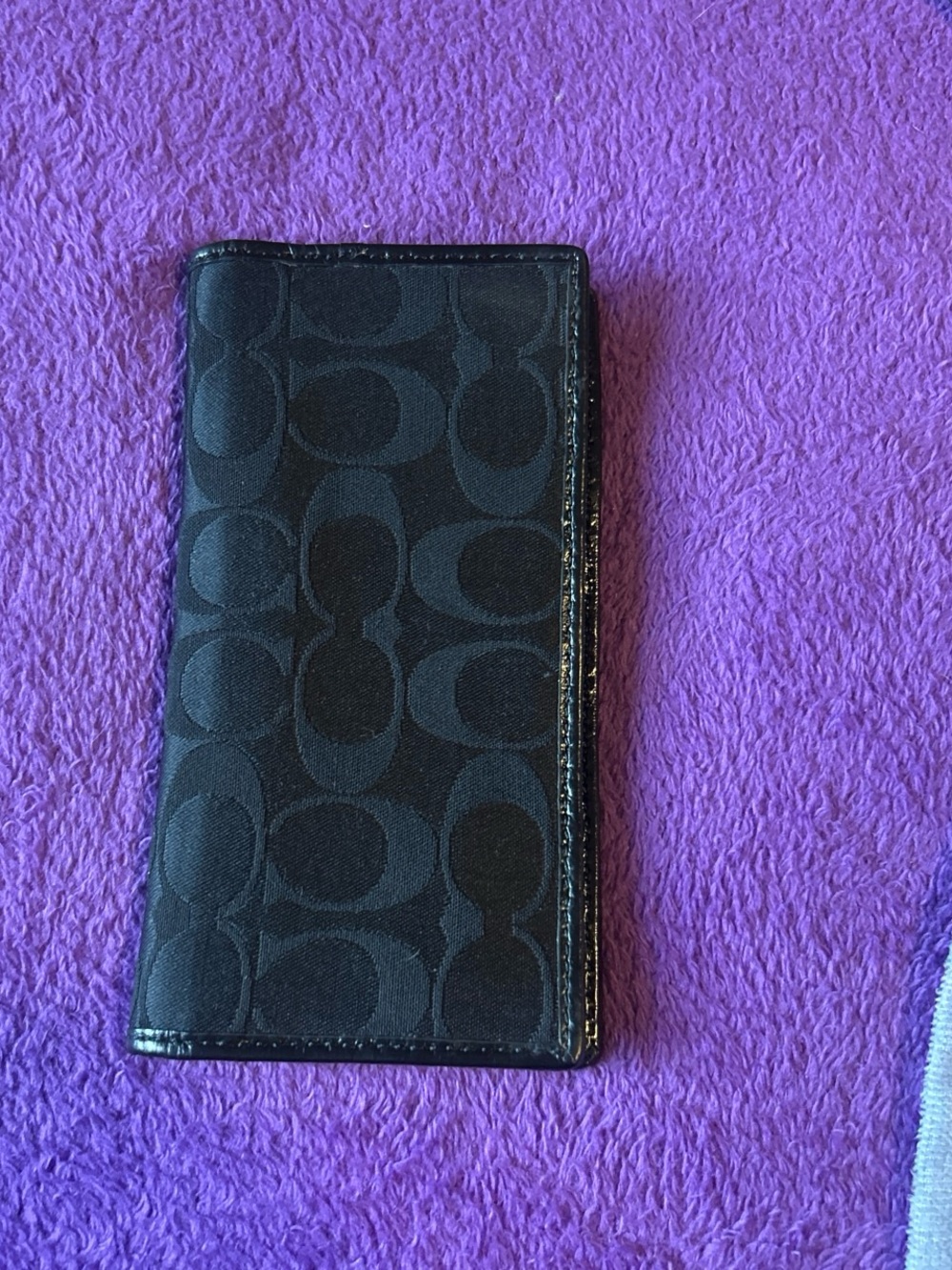 Coach Black Signature Passport holder/ waller